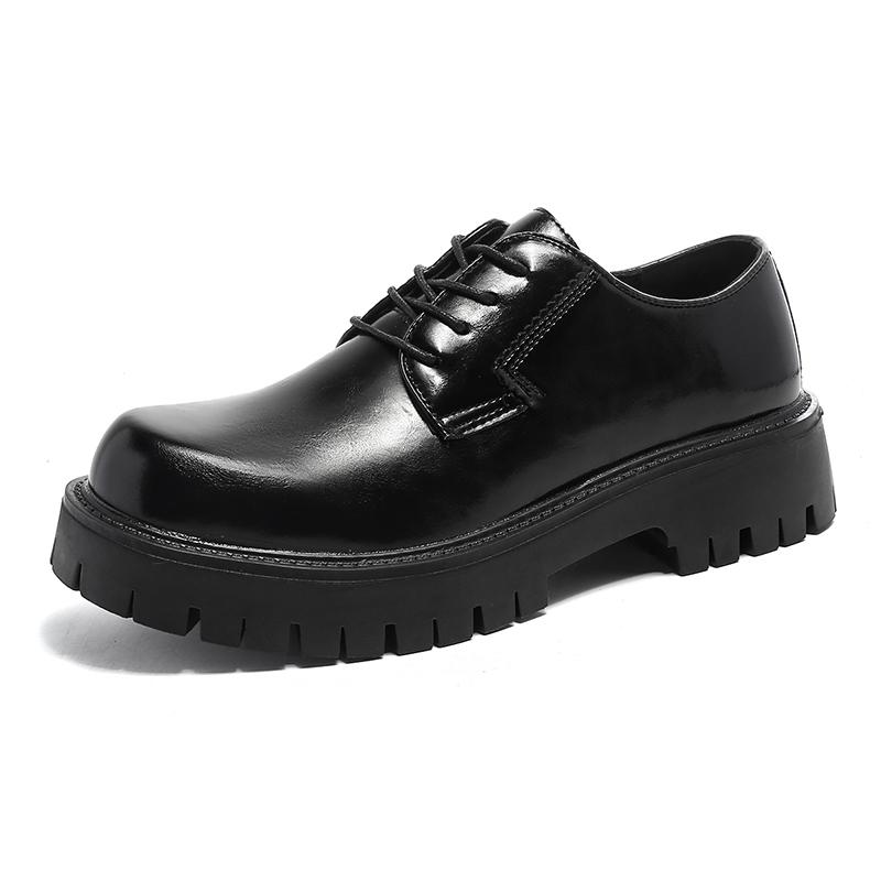 Fashion Men Dress Shoes Thick Soled Leather Shoes Lace Up Business Men Shoes Platform Oxford Shoes Moccasin Casual Shoes Big Size 38-48