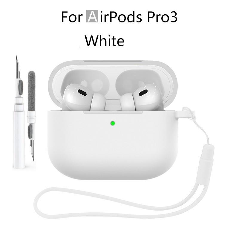 Новый 2025 Чехол для Apple Airpods Pro 3 Мягкий силиконовый Полная защитная крышка с чистящим набором и брелком для чехла Airpods Pro 3