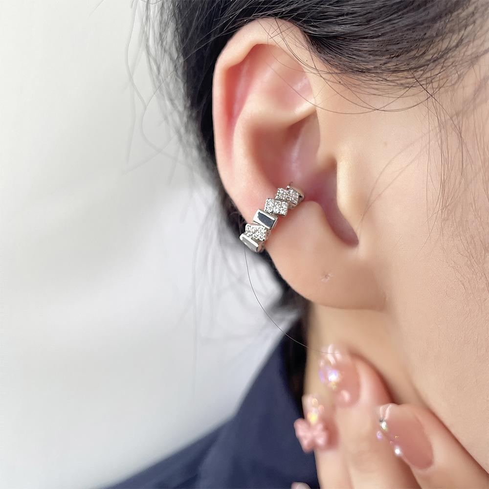 Geometric Zircon Exquisite Ear Clips, Autumn And Spring Fashion Light Luxury, No Ear Holes, Small Square Diamond Earrings, Ear Hanging Wind