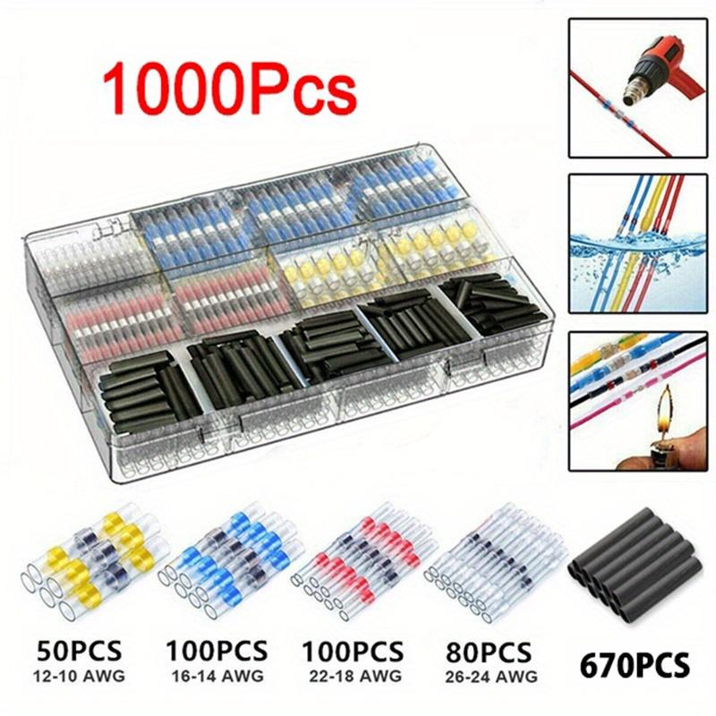 300/800/1000Pcs Waterproof Solder Seal Wire Connectors Terminals Splice Electrical Copper Kit Heat Shrink Automotive Marine Insulated