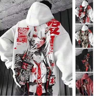 Японское Аниме 3D Принт Худи Мужчины Женщины Мода Сексуальный Самурайский Спортивный Костюм Повседневная Толстовка Свитшот Осенняя Одежда Y2k Пальто