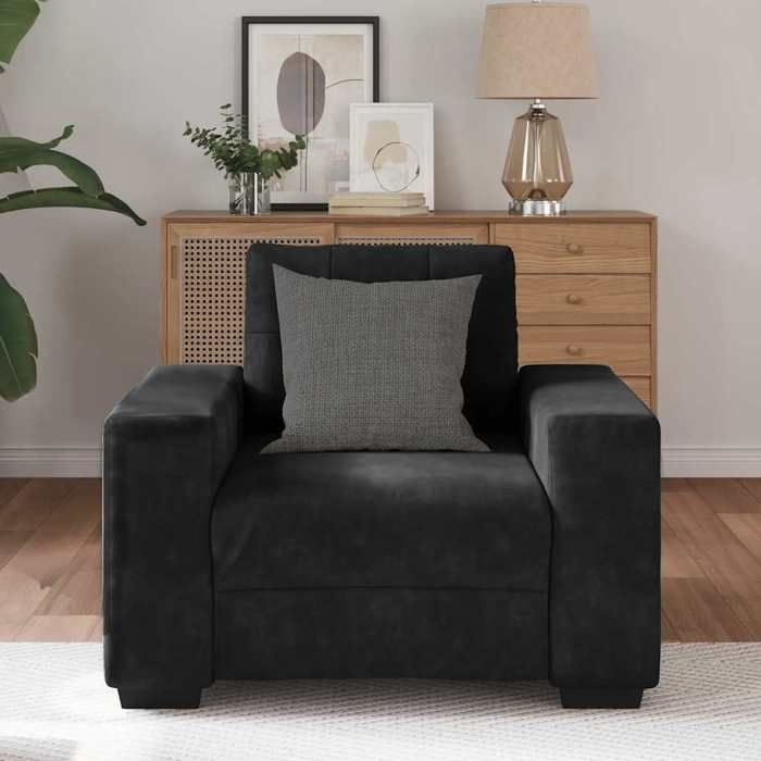 VidaXL Armchair Black 60 Cm Velvet, Single Sofa, Comfort Sofa, TV Armchair, Sofa, Sofa Seat, Recliner Sofa, 4105103