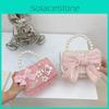 Cotton Fashion Girls Bag With Flower Pattern And Pearl Decor For Outings Casual