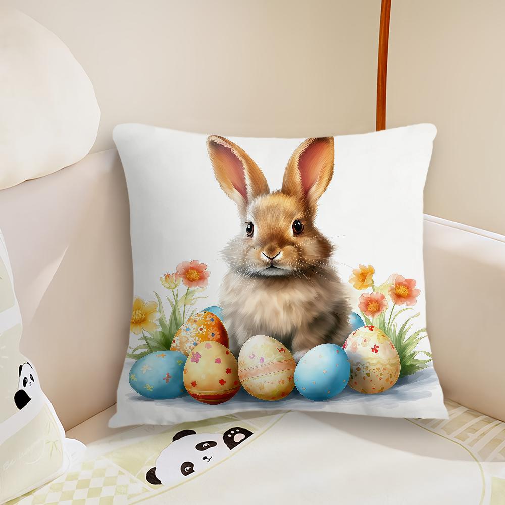 Funny Easter Flower cushion cover Plush Fabric Soft Double Sided Print Sofa Cushion Cover Throw Pillow Covers