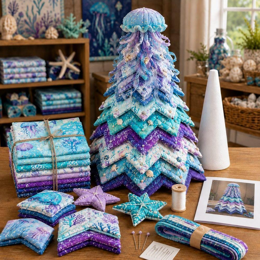 Cartoon DIY Quilted Christmas Tree Kit Layered 3D Christmas Tree Kit Beginner‑Friendly