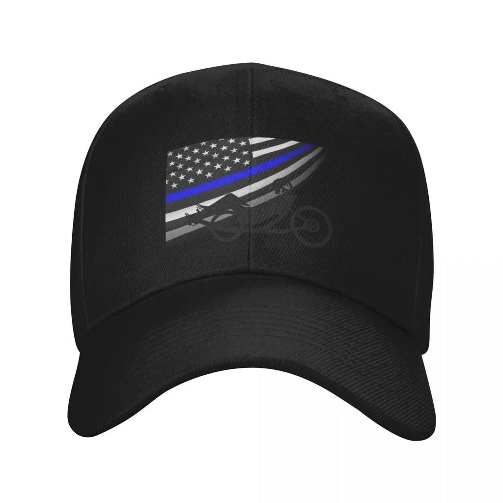 Recumbent Life Design - Patriotic Law EnforceUnisext 2 - Tadpole Guy Baseball Cap hiking hat Ball Cap Unisex Hats Women's