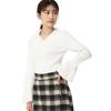 Mishmash Ribbed Knit Sweater with Regular Flare MM448309 WHITE Women's Collar, Collar, Sheer, 2-Way Sleeves,