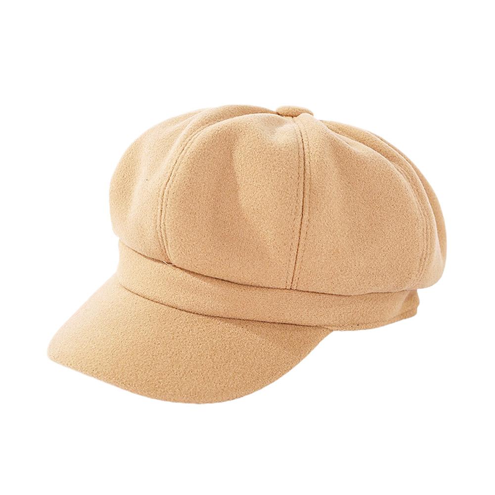 Новые осенние зимние шапки для женщин, однотонные, восьмиугольные, женская зимняя шерстяная шапка-берет A9U8