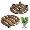 2/4/8 Pack 12 Inch Wooden Plant Stand with Lockable Wheels Rolling Round Dolly Cart for Outdoor Indoor Large Plant Flower Pot