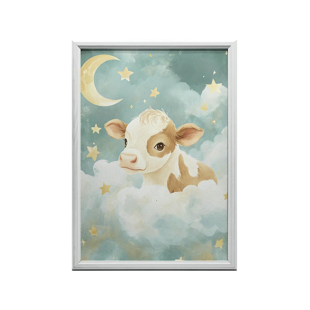 Plakat Krowa W Chmurkach Plakat Krowa W Chmurkach, 30X40 Cm, Bez Ramy, Płótno Premium Na Blejtramie