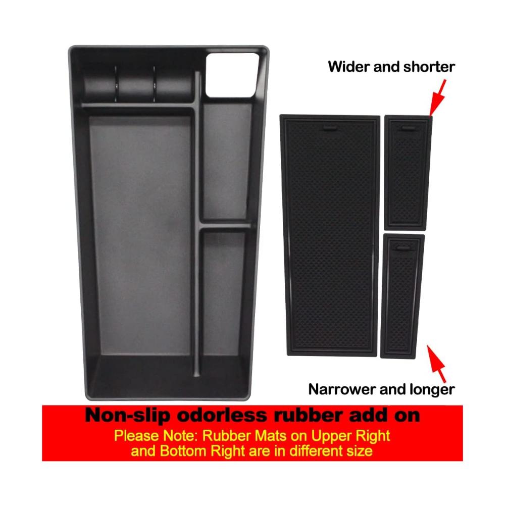 For Ford Mustang Mach-E 2021-2024 Center Console Tray Armrest Divider Durable ABS Black Functional Storage Box Car Accessories