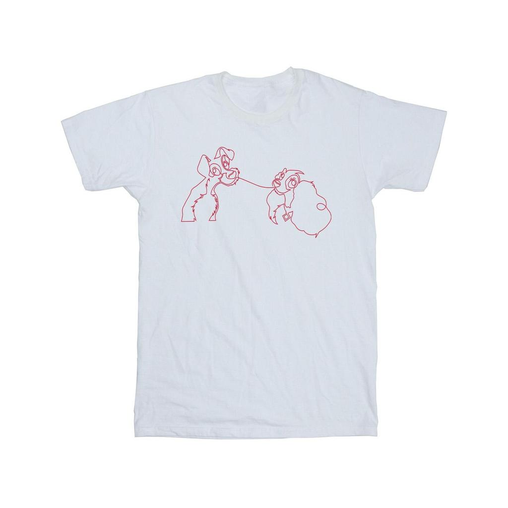 Disney Футболка для девочек Lady And The Tramp Spaghetti Outline из хлопка