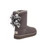 UGG Sheepskin Warm Durable Non-Slip Plaid Ribbon Short Snow Boots Women Boots Gray 1118935-CHRC