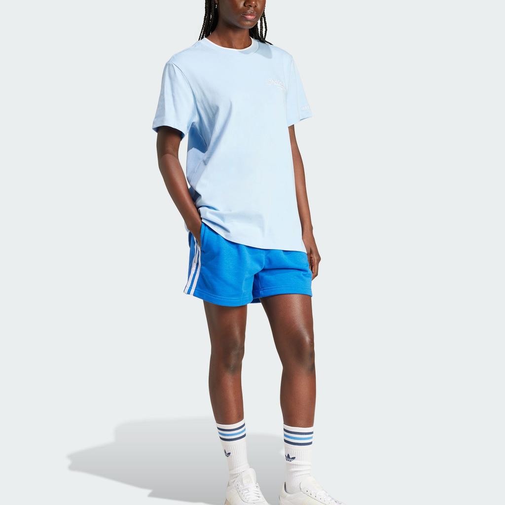 adidas Оригинальная графическая свободная футболка женские топы розовый синий IZ0107
