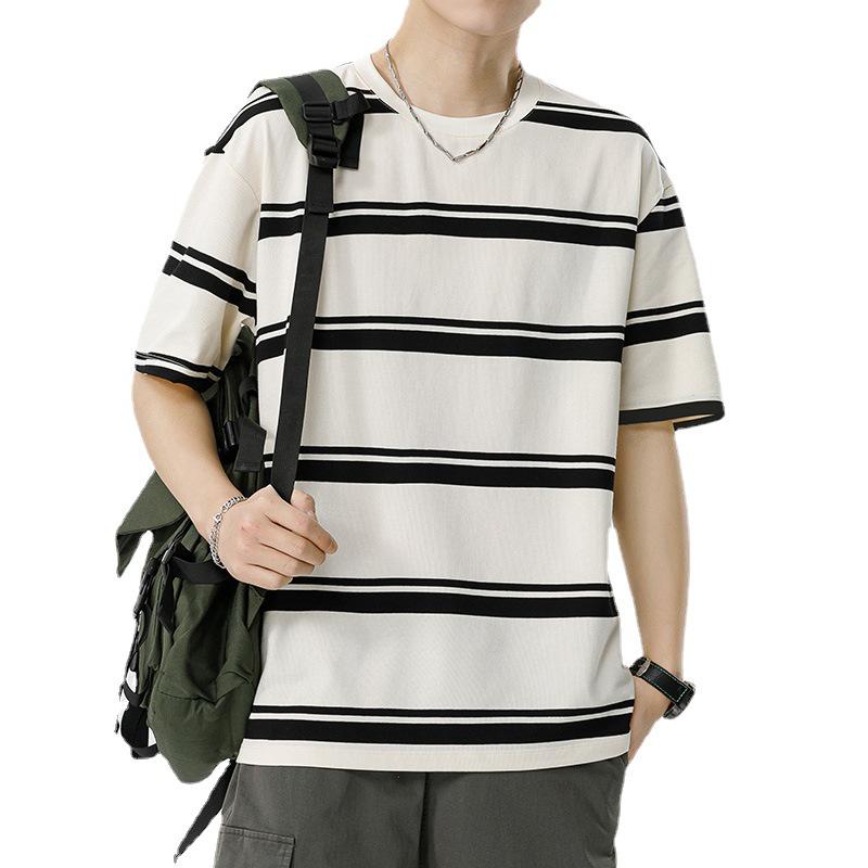 Мужская повседневная футболка с коротким рукавом в морскую полоску Kunhai Pengyun