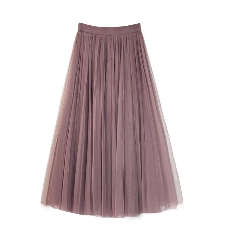 Mid-Length A-Line Pleated Mesh Skirt