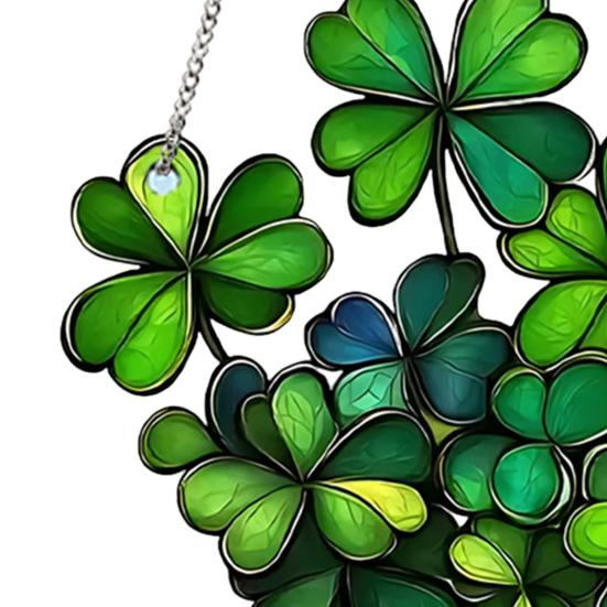 Улица. День Святого Патрика Подвесной трилистник Украшение для гостиной Настенный декор Окно Подвесной витраж Четырехлистный клевер Акриловый подвесной светильник Suncatcher