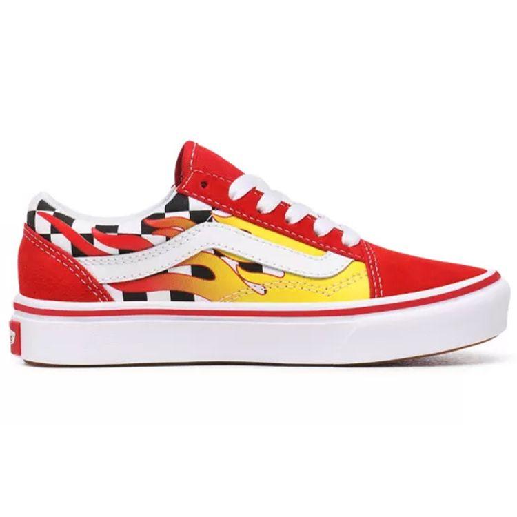 Vans Удобные кеды Comfycush Flame Checkerboard, прочные, низкие, для скейтбординга, детские кроссовки VN0A4UHAXWC