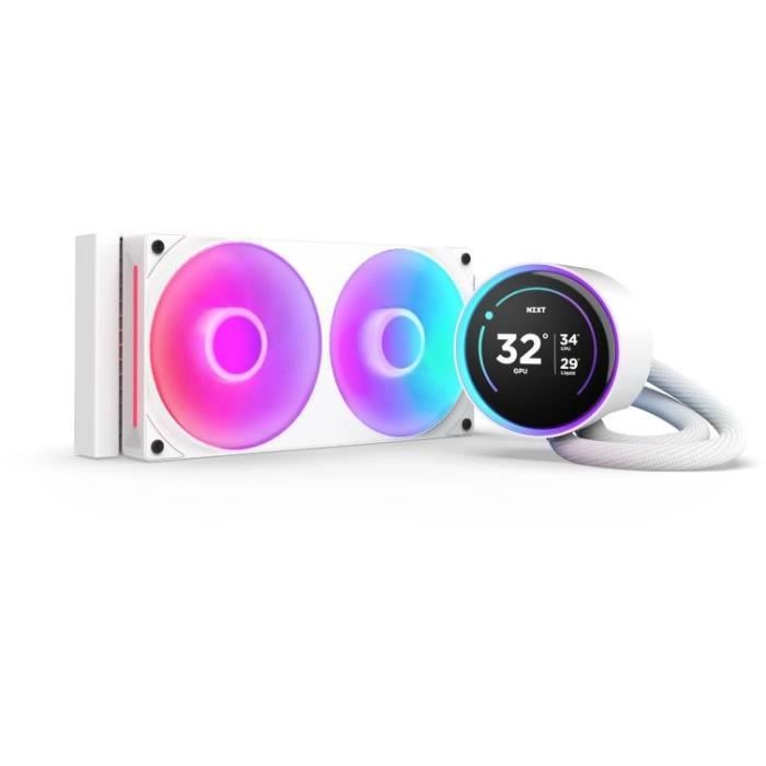 Watercooling - NZXT - RL-KR24E-W2 - Kraken Elite 240 RGB - Écran 2.72, panneau RGB personnalisable et ventilateurs RGB - Blanc