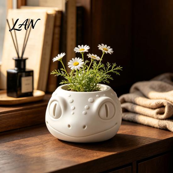 Small Animal Flower Pot Lizard-Shaped Planter, 3D Printed Cute Pot, Reptile Shaped Planter Desk Plant Container for Indoor Bookshelf, Desktop,