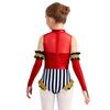 Girls Circus Costume Set Shiny Sequins Mock Neck Sleeveless Jumpsuit Matched Metallic Over Sleeve