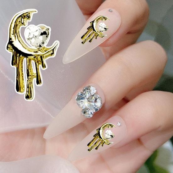 10 шт., стразы для дизайна ногтей, украшение 3D, сердце, луна, крест, летучая мышь, искусственный кристалл на металлических подвесках, креативные ювелирные украшения, аксессуары для чехла для телефона