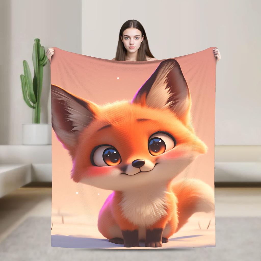 Cozy Blanket Plane Travel Cute Fox Throw Blanket Casual Bedspread For Chair Sofa Bed