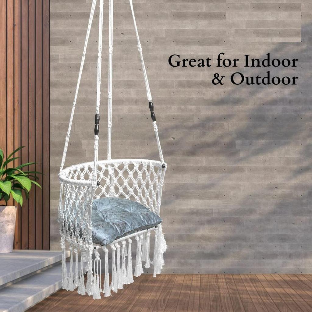 Sinfgle Seater Polyester Premium C Shape Swing For Adults/Kids For Home/Balcony, Garden/Hammock Hanging Swing Chair