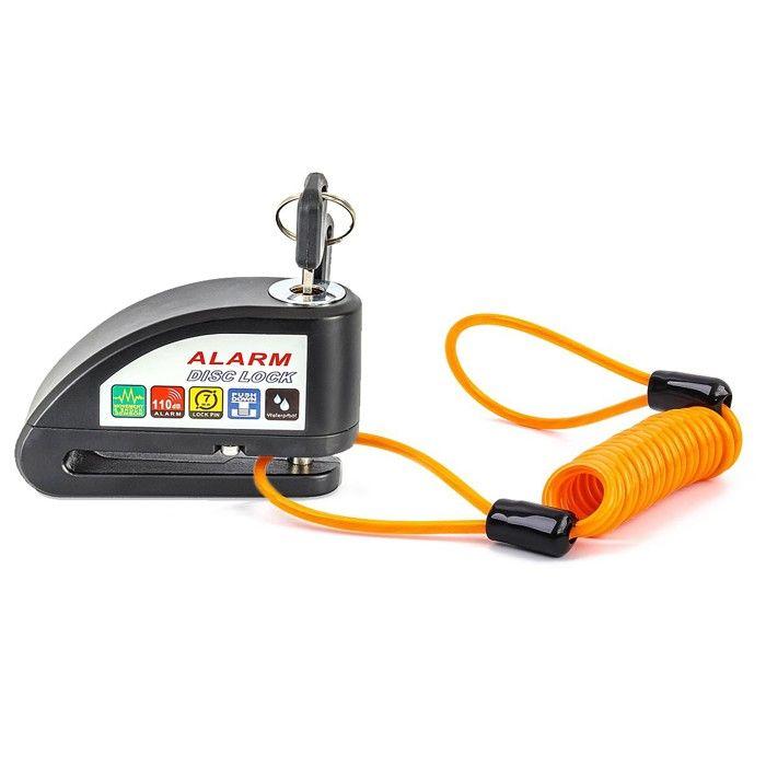 Antivol bloque disque alarme moto + câble de rappel Tourtecs 110dB noir