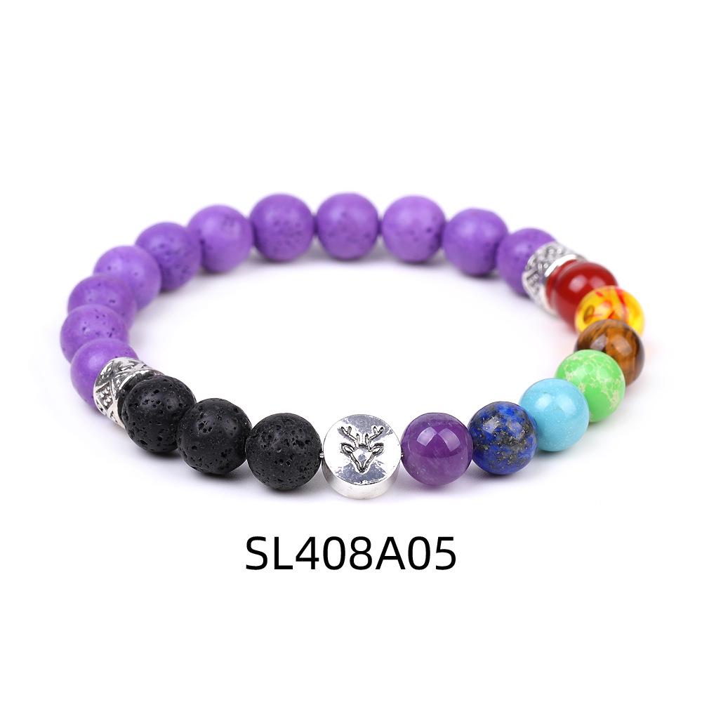 European & American Reindeer Bracelet with Striped Agate, Tiger's Eye, and Frosted Amazonite