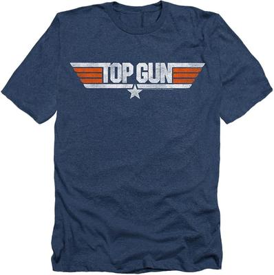 Футболка с потертым логотипом Top Gun и наклейки Унисекс