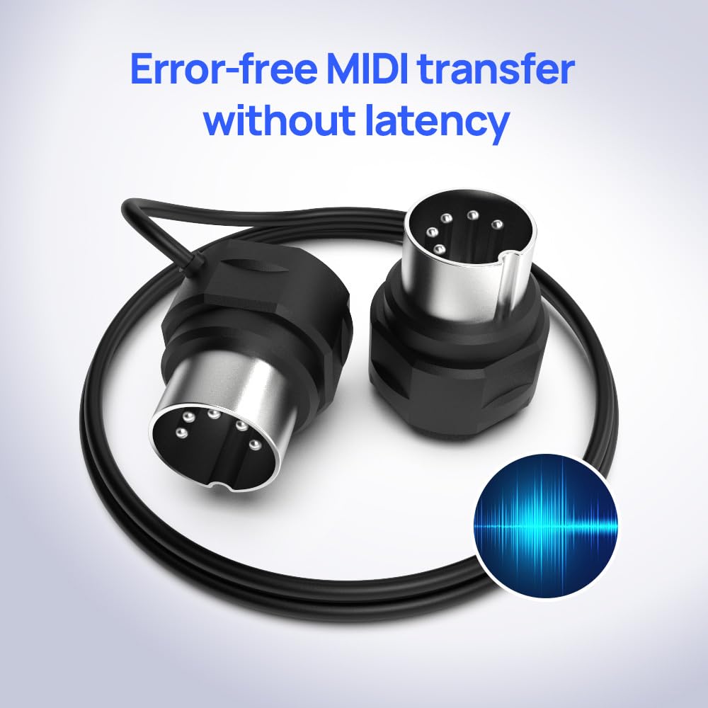MIDI-кабели CME, 4 шт. - 2 фута/60 см, 5-контактный DIN, Тонкие зеркальные угловые (45°) сверхтонкие разъемы для компактных пространств - Идеально подходят для MIDI-интерфейсов, педалей