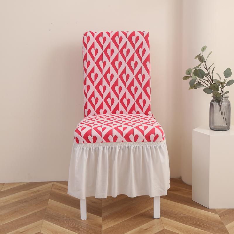 1Pcs Thickened Jacquard Elastic Chair Cover With Skirt Universal All-inclusive Elastic One-piece Dining Chair Cover