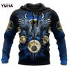 Mens Hoodies Vikings Eagle Tattoo Fashion Animal Pattern 3D Printed Style Casual Harajuku Hip Hop Pullover Oversized Sudaderas