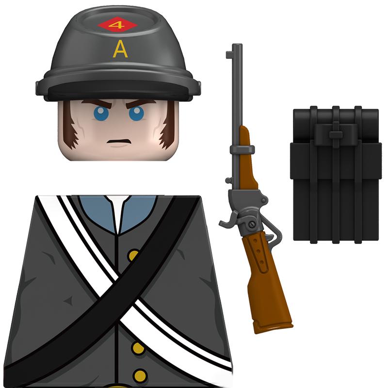 Военный Солдат Гражданской Войны в Америке Строительные Блоки Армейские Фигурки Техасский 4-й Пехотный Полк Джозеф Оружие Кирпичики Игрушки Для Детей