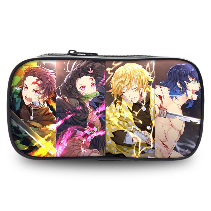 Large Capacity Demon Slayer Pen Bag Stylish Oxford Fabric Stationery Pouch