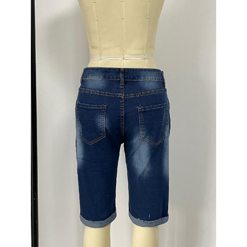 2026 New Fashionable Stretchy Personalized Casual Ripped Jeans Men's Cropped Pants