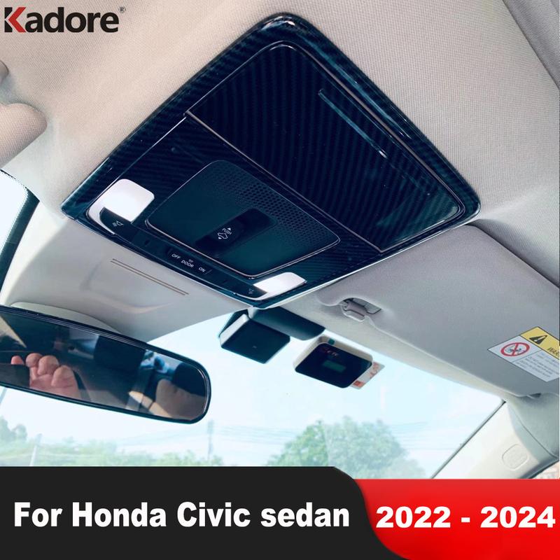 For Honda Civic Sedan 2024 Carbon Fiber Car Front Rear Roof Reading Light Lamp Cover Trim Interior Accessories