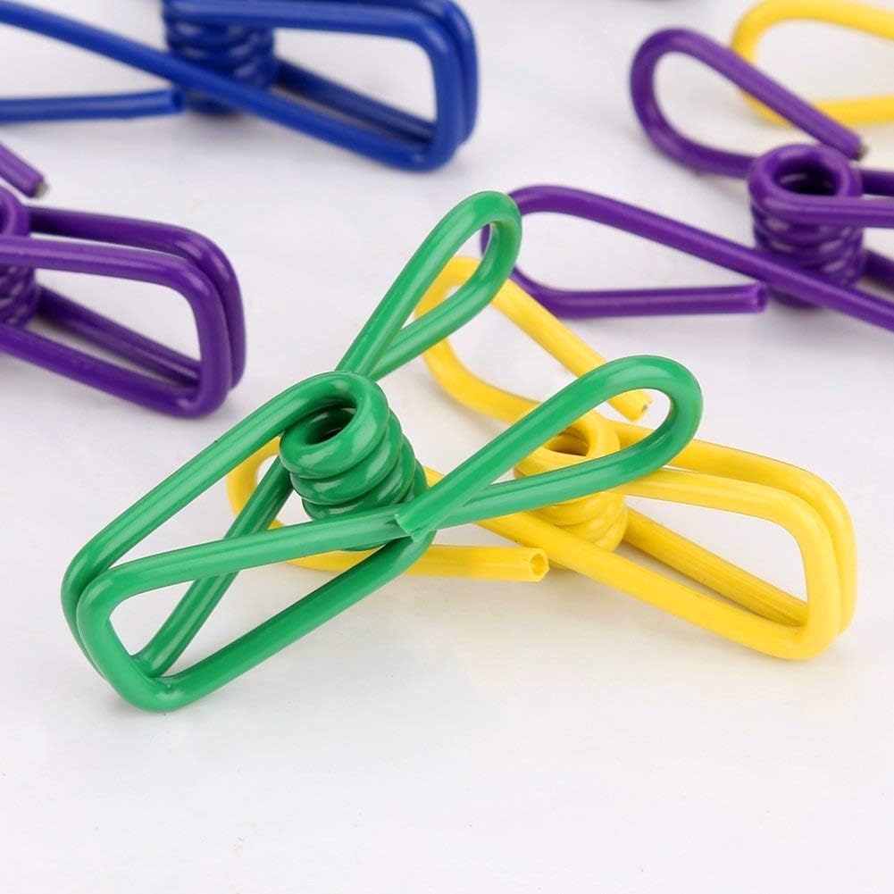 20 Pcs 2 Inch Black and White Chip Clips, PVC Coating High Elasticity Strength Steel Clothes P, Food Clips and Bag Clips