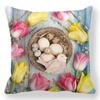 Пасхальная декоративная наволочка с мультяшным яйцом, кроликом, цветочным принтом, наволочка для спальни, домашнего декора 45x45 см