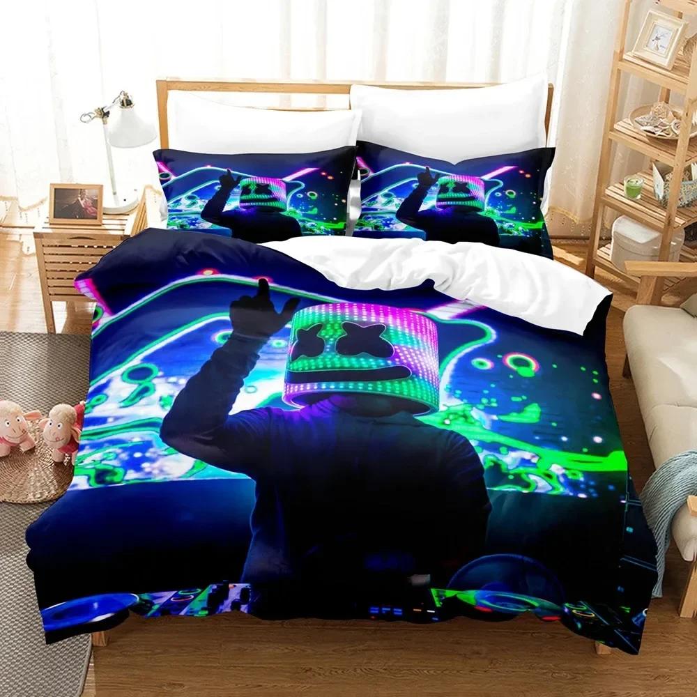 DJ Marshmello Bedding Set Single Twin Full Queen King Size Hip Hop Bed Set Aldult Kid Bedroom Duvetcover Sets 3D Print 035