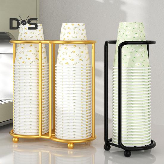 Держатель для бумажных стаканчиков для кухни, полый дизайн, 2 отделения, универсальный органайзер для одноразовых стаканчиков, стойка для хранения на офисной столешнице