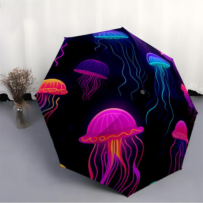 1pc Jellyfish Pattern Automatic Open, Sturdy Iron Frame, Compact Folding Design, All-Season Portable Umbrella for Women & Men yy250801083