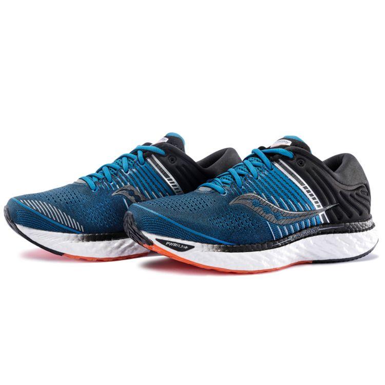 SAUCONY Triumph 17 Victory Флагманская сетчатая амортизация Нескользящие Дышащие Легкие Отскок Низкий верх Кроссовки для бега Мужские кроссовки Синий Черный S20546-25