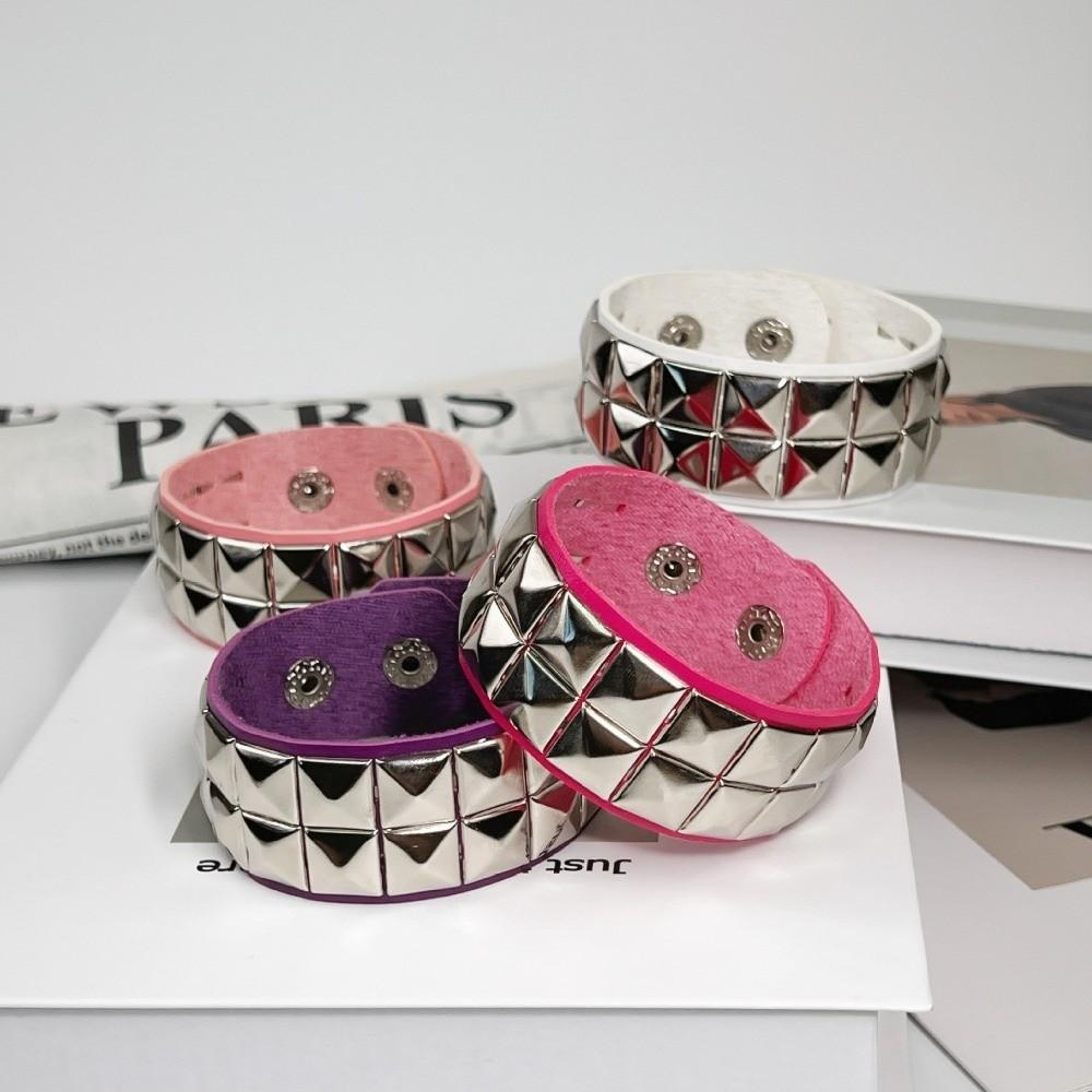 Pu Leather Studded Bracelet Goth Cuff Bangle New Black Wristband Unisex Jewelry
