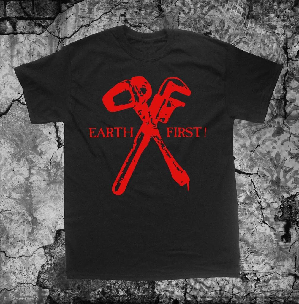 Футболка Earth First Фронт Освобождения Земли Анархия Человек Анти Правительство Унисекс Вегетарианский Веганский Животное Большие Размеры Топы
