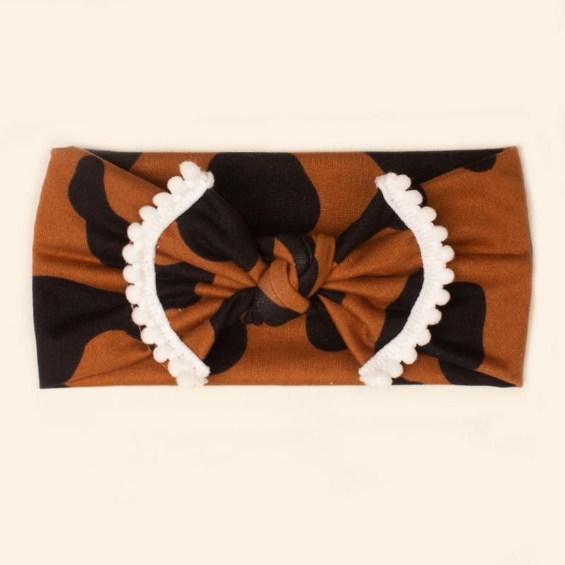 Новая повязка на голову с бантом леопардового принта для малыша, милая детская повязка с принтом, мягкие и удобные аксессуары для волос для детей