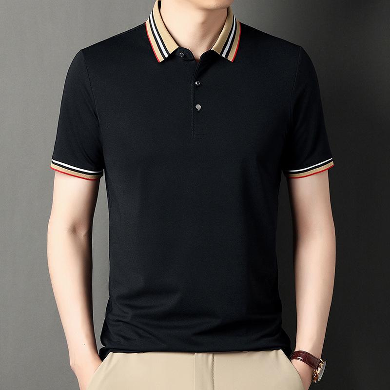 Футболка с коротким рукавом Мужская футболка Летняя новинка Деловая тонкая рубашка поло с коротким рукавом Мужская футболка