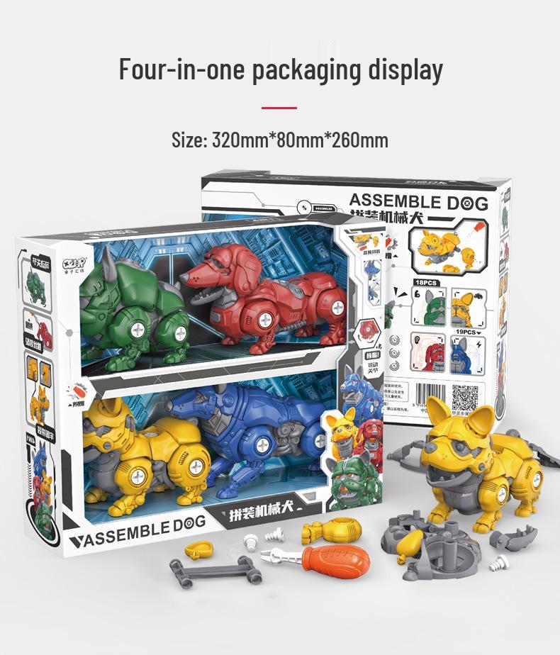 Parent-Child Mechanical Dog Assembled Disassembly Toy: Hands-on Educational Brain-Building Set for Kids