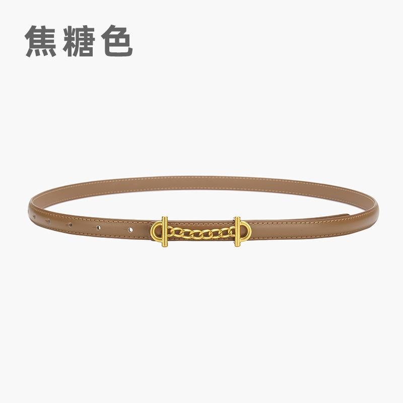 Retro Chain Smooth Buckle Belt For Women, Simple Style Jeans Belt For Women